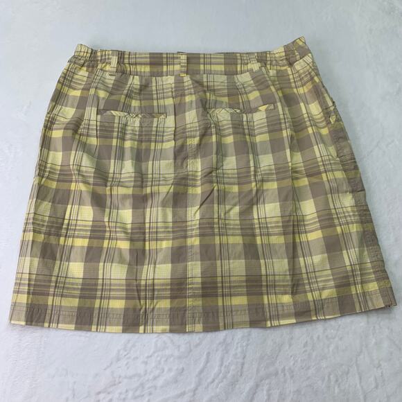 CJ Banks Womens 18W Plus Size Yellow Gold Brown Plaid Skort with Shorts - Picture 2 of 8